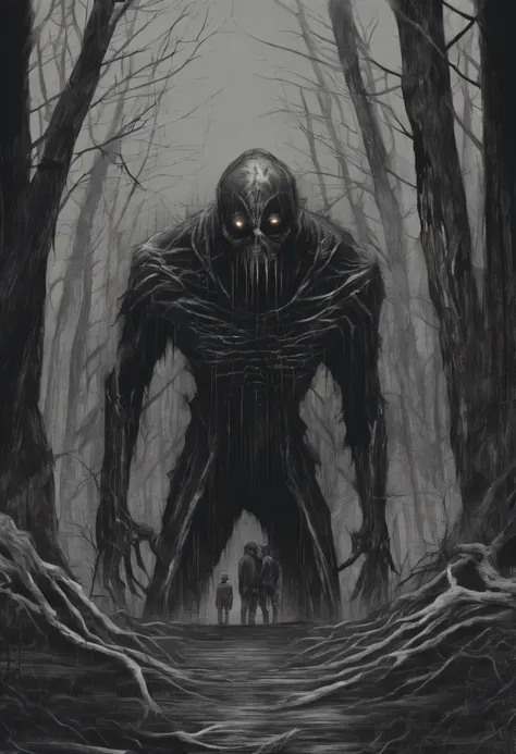 Skinwalker, stalking viewer, eerie, gazing, empty eyes