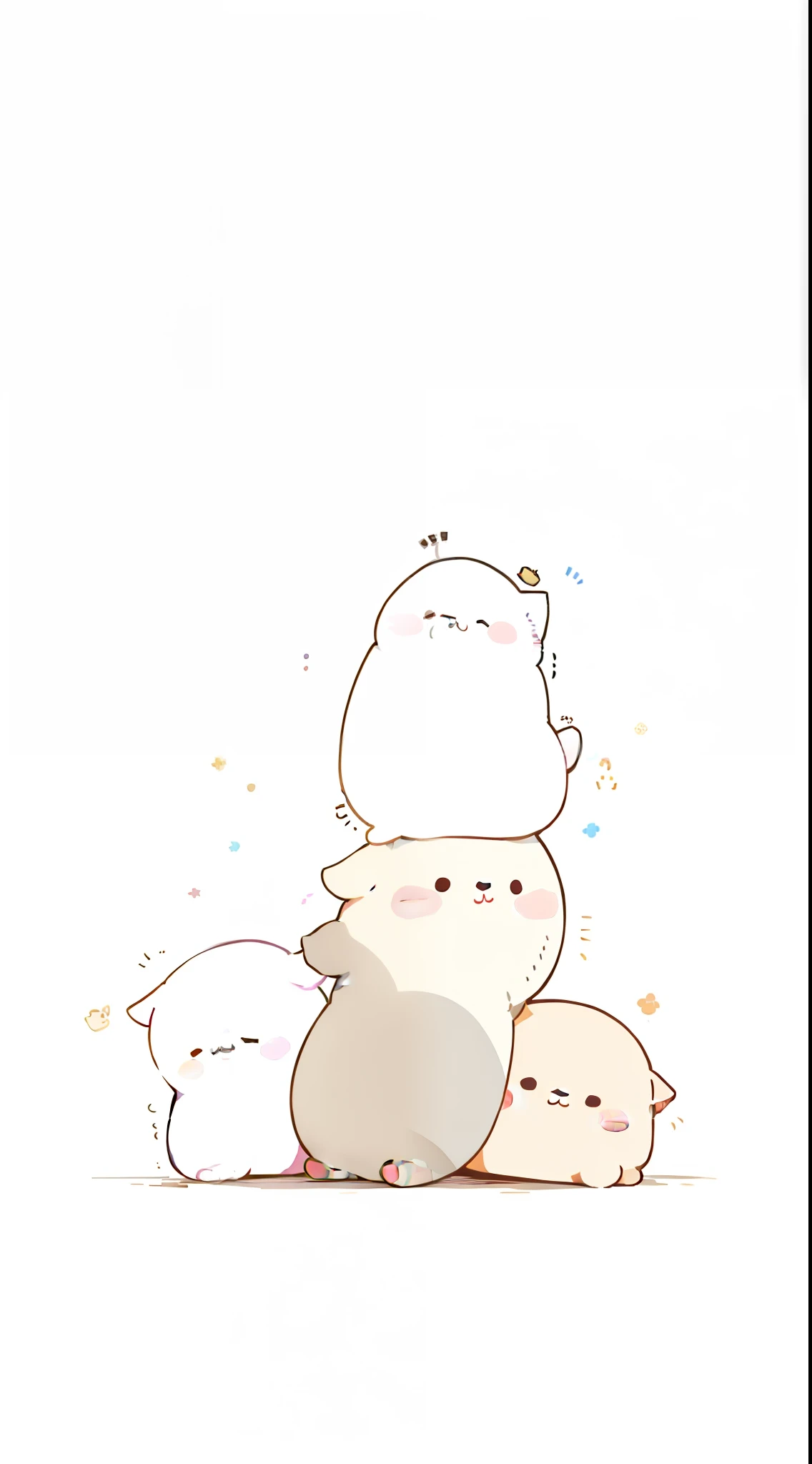 There are three cats sitting together, cute illustration, Cute cats, kawaii cute dog, phone background, style of pusheen. comic strip, iphone wallpaper, adorable creature, cute artwork, adorable digital art, Wallpaper phone, iPhone background, Kawaii cat, ...