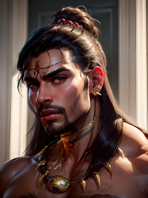 masterpiece, high auqlity images, high detailed face, perfect face, Realistic drawing of a Brazilian male Indian, corte de cabelo redondo, corte de cabelo curto, corte masculino,  cabelos pretos, olhos castanhos, pele bronzeada,  Muscular Indian man with a...