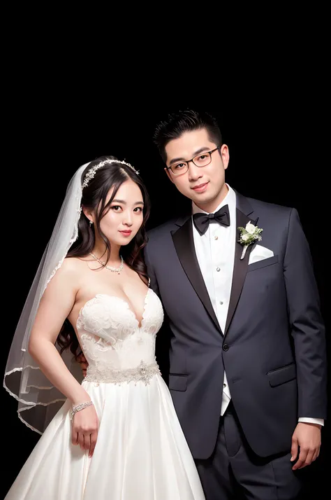 bride and groom posing for a portrait in a studio photo, shot with canon eoa 6 d mark ii, wedding photo, couple portrait, couple pose, wedding photography, couples portrait, ruan jia and brom, professional wedding photography, studio shoot, roberto ferri a...