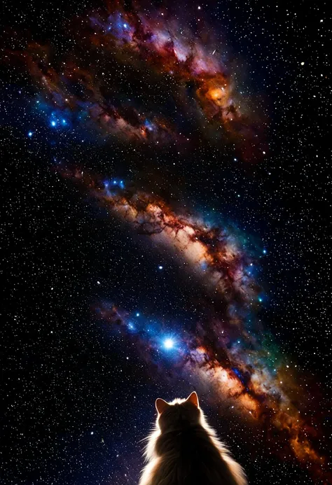 Cat in space lapping up the Milky Way, perfect image quality