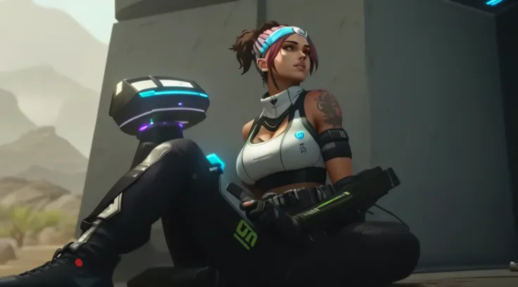 sharpen image, add bigger boobs, change top to sports bra, apex legends character, apex legends lifeline