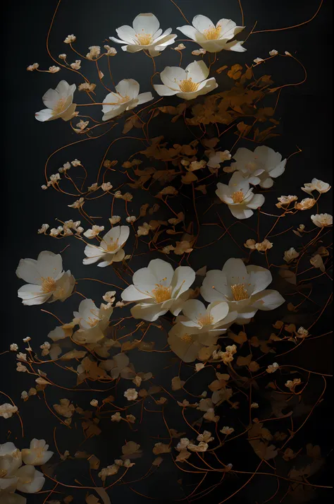 01_(artistic masterpiece), (highest quality image), (high-quality image), (digital painting), (digital painting), ((Cherry blossoms, close-up, long stems, wide buds)),( Mystical- Unusual cherry blossoms, arranged according to composition). Large, juicy, wh...