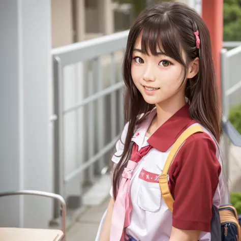 Young asian girl in school uniform is taking pictures, wearing japanese school uniform, Japan school uniform, Cute Schoolgirl, japanese girl school uniform, a hyperrealistic schoolgirl, beautiful anime high school girl, portrait of a japanese teen, a hyper...