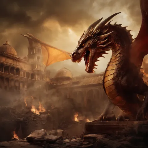 The dragon fell in a city destroyed by war