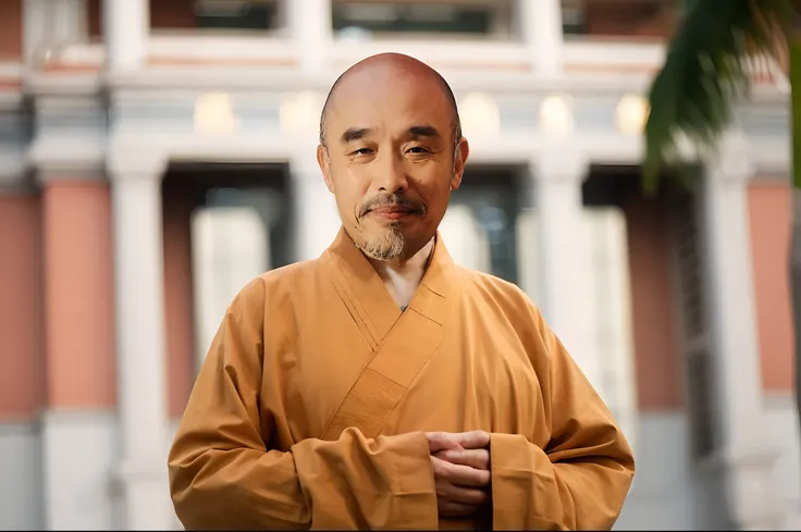 Master Hongyi wears a robe and kind eyes