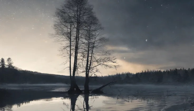 vue magnifique，Photographie de paysage dans la forêt Photographie numérique professionnelle de haute qualité de la nature，Soirée pluvieuse，Buisson de fleurs printanières au clair de lune，Précipice，Eau，Groupes mégalithiques de différentes formes，Ciel brumeu...