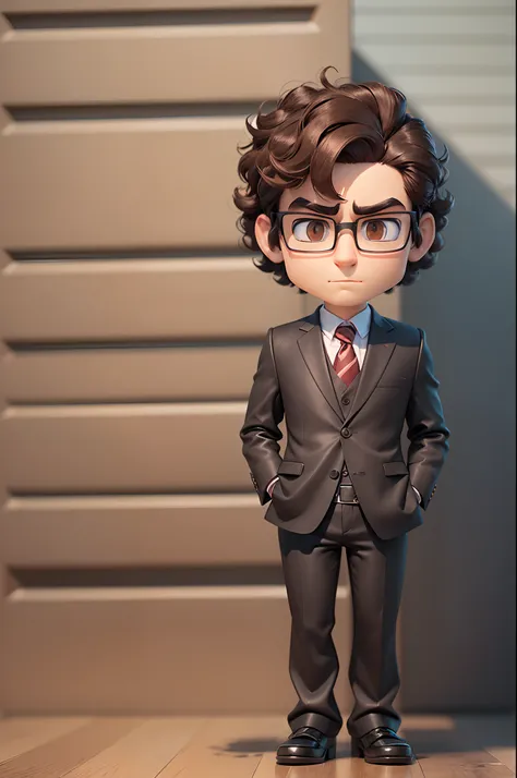 I created a 3D Disney Pixar character of a lawyer man (curly dark brown hair, thin slanted nose, wide mouth) wearing dark social clothes. in a law firm --auto --s2