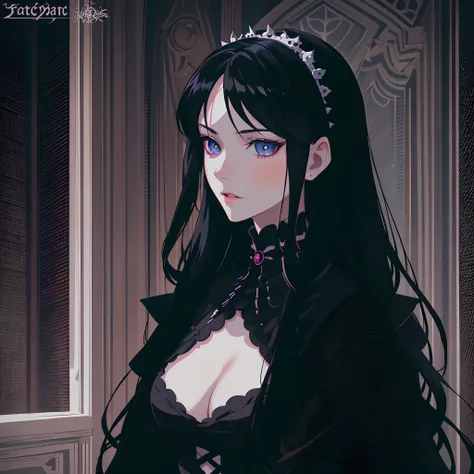 anime girl with long black hair and a black dress, in the art style of bowater, 1 7 - year - old anime goth girl, anime girl wearing a black dress, gothic maiden anime girl, artwork in the style of guweiz, marin kitagawa fanart, high quality fanart, beauti...