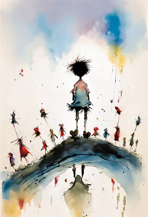 quentin blake style photo - surreal、troop、karo、crying child、hight resolution、beautiful fece、top-quality、​masterpiece、ighly detai...