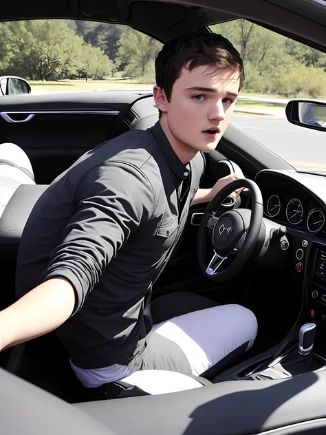 josh hutcherson being hot in a car