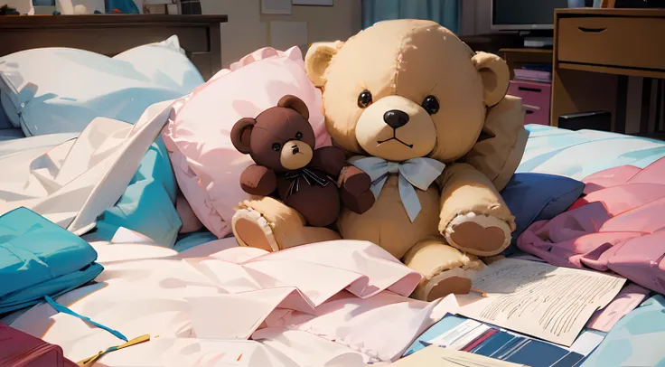 High-definition images。PILLOWS、Sewing Teddy Bear、Clothes stripped off。