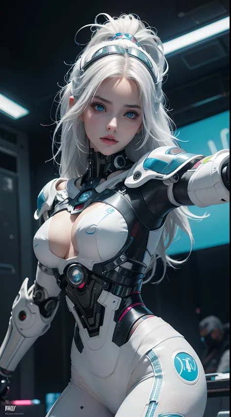 NSFW, 1girl, , cuerpo completo, cyberpunk, mecha, mechanics, (Obra maestra: 1.4), (8k, realista, Foto RAW, La mejor calidad: 1.4), Transparent nipple areola shape, Hermosos pechos, Chica japonesa, Hermosa cara linda, (Cara real: 1.4), Perfecto , hermoso pe...