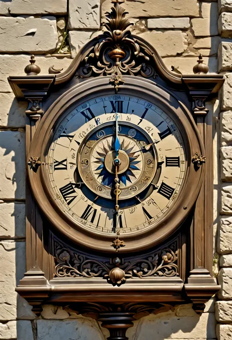 (Best quality,4K,A high resolution,Masterpiece:1.2),Ultra-detailed,(Realistic:1.37),(hdr),Antique sundials,Weathered stone,detailed carvings,Timeless vintage,Stale and rustic,Ancient craftsmanship,shadows and light,Historical artifacts,Classic chronograph ...