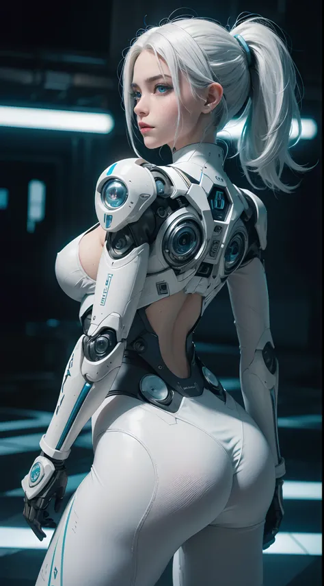 NSFW, 1girl, , cuerpo completo, cyberpunk, mecha, mechanics, (Obra maestra: 1.4), (8k, realista, Foto RAW, La mejor calidad: 1.4), Transparent nipple areola shape, Hermosos pechos, Chica japonesa, Hermosa cara linda, (Cara real: 1.4), Perfecto , hermoso pe...