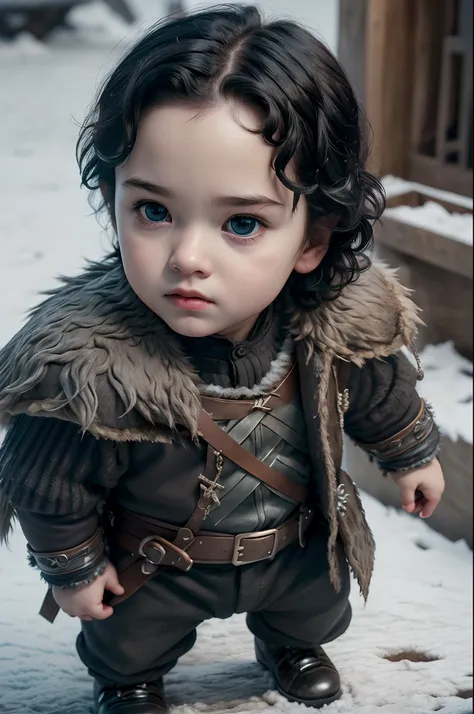 (cbzbb:1.25), portrait of cutest john snow, john snow from game of thrones series, illustration, artstation, cgi_animation, full...