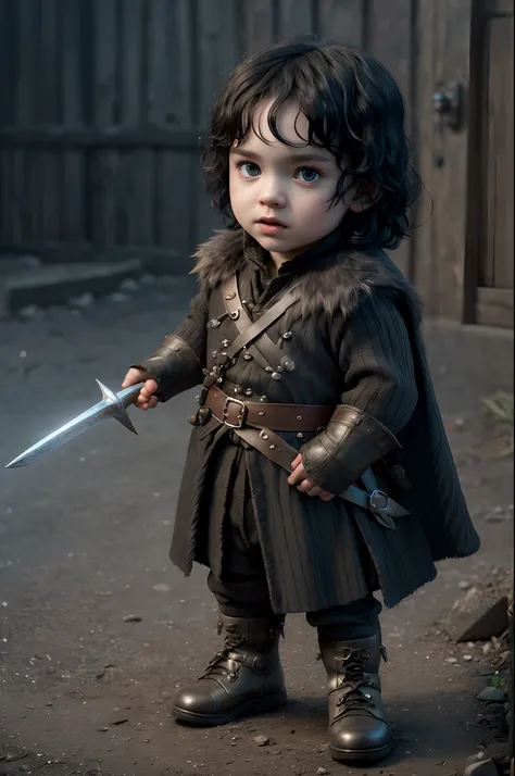 (cbzbb:1.25), portrait of cutest john snow, john snow from game of thrones series, illustration, artstation, cgi_animation, full...