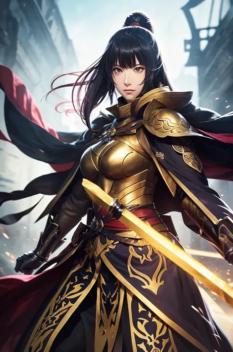 I would like a highly detailed illustration of Fate/Grand Orders Minamoto no Raikou. She should be depicted in the Fate/Grand Order art style, with a full body shot. Raikou should be portrayed as a beautiful and powerful warrior, emanating a sense of stren...