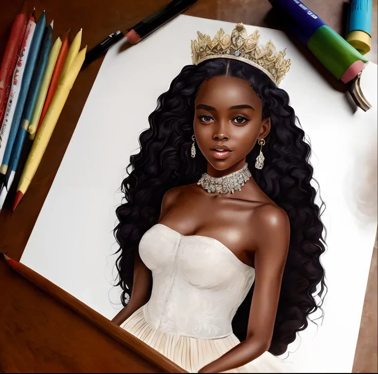 draw a black skin queen of 15yrs old very beautiful and modest