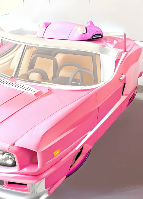 Complement of the pink car body、Urban area of the future city、Suspended in the air and stopped