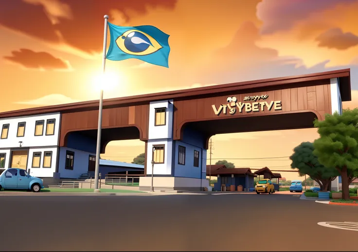 Pixar style building, alta qualidade, melhor quailidade.