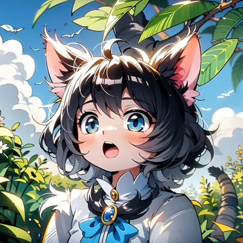 ((Best quality, 8K, Masterpiece: 1.4)),((Amazing detail: 1.3)),((Watercolor illustration: 1.2)),((high resolution: 1.1)),Thick painting style，(Critters)，1 cat，Blue solid background，in style of ghibli，head portrait，Anime avatar，Orange cat，adorable expressio...