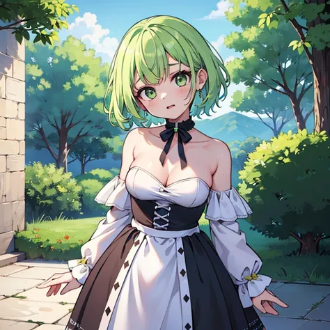 (8k, raw photo, best quality, enhanced quality, (masterpiece:1.2),1girl,solo,short hair,green eyes, ceres fauna, \(hololive\),br...