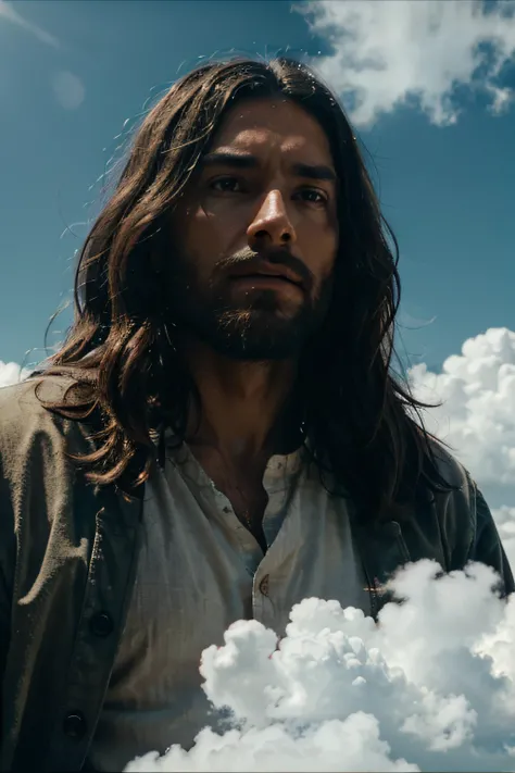 Jesus in the clouds in realistic cinematic 8k