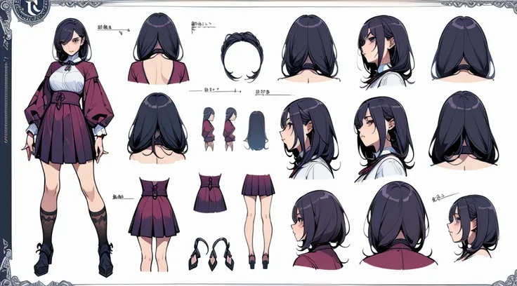 Female original character reference sheet adoptable,