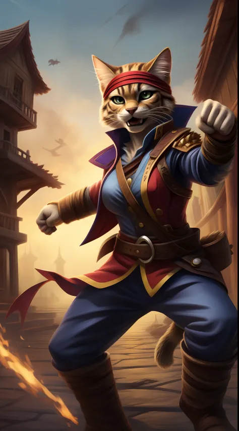 masterpiece, (1girl:1.5), dungeons and dragons character, character portrait, tabaxi girl, (furry), fluffy body and ears, female sexual body with (boobs:0.9), wearing pirat uniform, wearing pirate the headband, one eyed, one eye band, pirate cat, cat pirat...