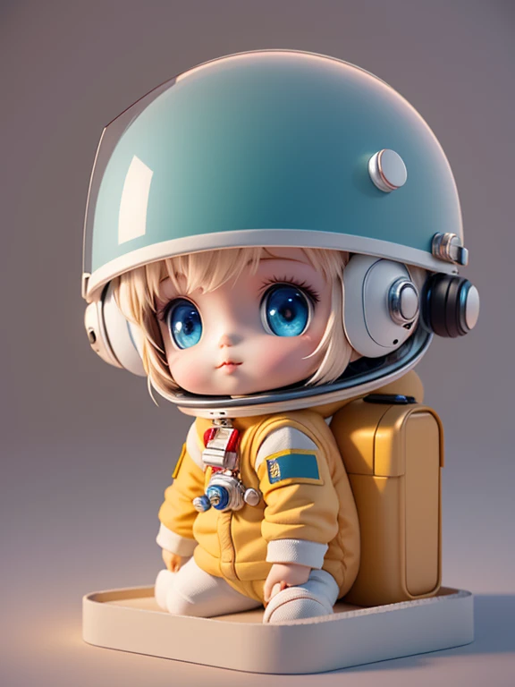 There is a little doll with helmet and helmet, cute 3d rendering, little astronaut looking up, portrait anime space cadet boy, cute 3d anime boy rendering, cute detailed digital art, male explorer mini cute boy, 3d rendering stylized, 3d rendered character...