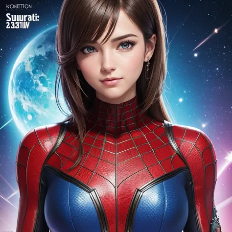 (Award Winning Digital Artwork: 1.3) of (Sketch: 1.3), (Vibrant: 1.3) Spidey, EmmaRob, CGSociety, ArtStation, (Saturation: 1.3), (Close Portrait: 1.3), (Female: 1.4), (beautiful: 1.4), (charm: 1.3), handsome, calendar pose, perfect detailed eyes, studio li...