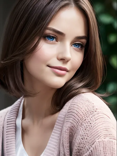 (Masterpiece), (Realistic), (Best Quality), (Beautiful +(attractive+(lovely+cute+feminine)), mature 35 years woman, oval face shape, straight+brown+hair, big+upturned+crystal+blue+eyes, rounded+thin+eyebrows, (big+round+feminine+cheeks), ((round cheekbones...