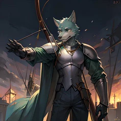 create me an image of legoshi from Beastars as a archer wearing paladin armor