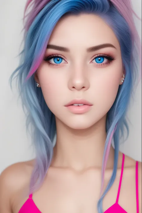 Blue hair, pink eyes girl