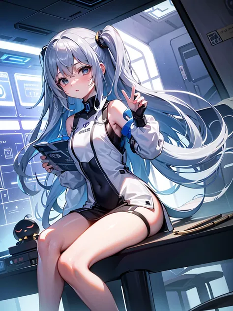 One girl、Inside the spacecraft、A girl and a beautiful sight are spreading。The walls and ceiling are covered with panels of futuristic design.、It has a fantastic glow。The interior of the ship is spacious々and々And々And々And々And々And々And々And、A variety of scientif...