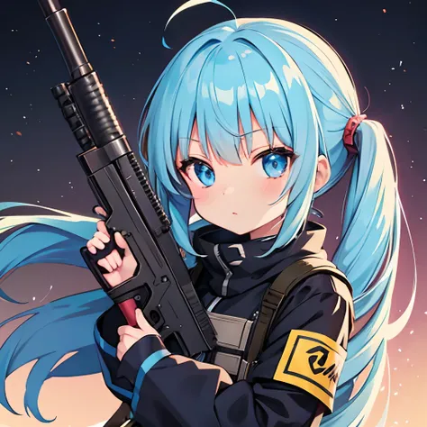 Little girl,I have a gun,Anime style,SF,pretty anime character design