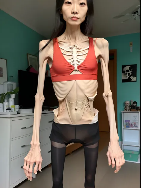 Extremely thin man, A thin body，Protruding sternum，The waist is slender，The ribs are noticeable，Protruding ribs，The pelvis is very pronouncedly protruding，The pelvis is markedly elevated，White skin of the，Thin shoulders，Very slim waist，Extremely skinny，Sun...