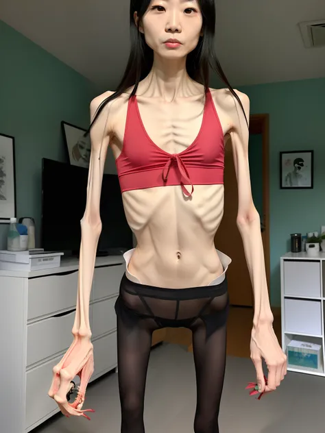 Extremely thin man, A thin body，Protruding sternum，The waist is slender，The ribs are noticeable，Protruding ribs，The pelvis is very pronouncedly protruding，The pelvis is markedly elevated，White skin of the，Thin shoulders，Very slim waist，Extremely skinny，Sun...