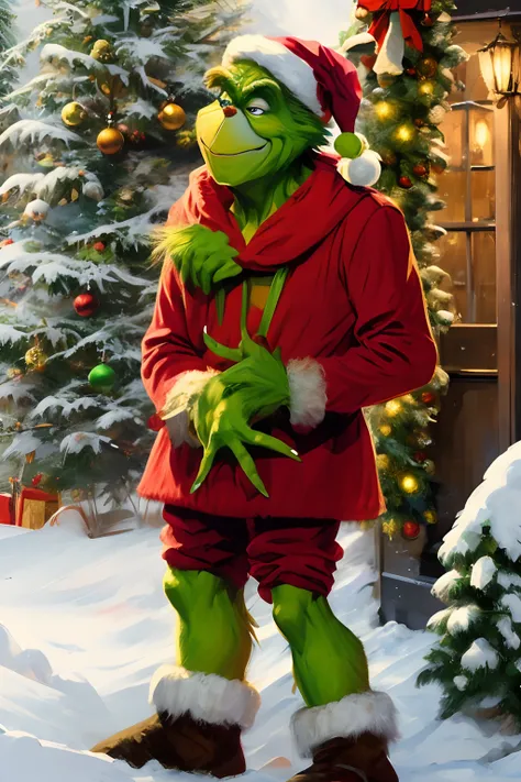 the grinch at christmas with a sign