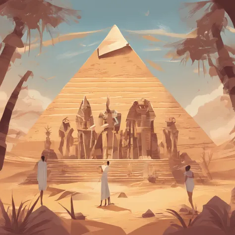 ((ambiance hypnotique)), Deux momies égyptiennes à l’intérieur d’une pyramide, Deux hommes qui ont l’air de danser, (effet psychédélique), représentation des dieux egyptiens,