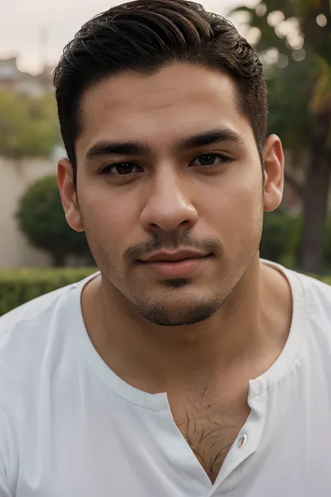 Latino man, 26 years old, clean-shaven, no beard, no mustache.