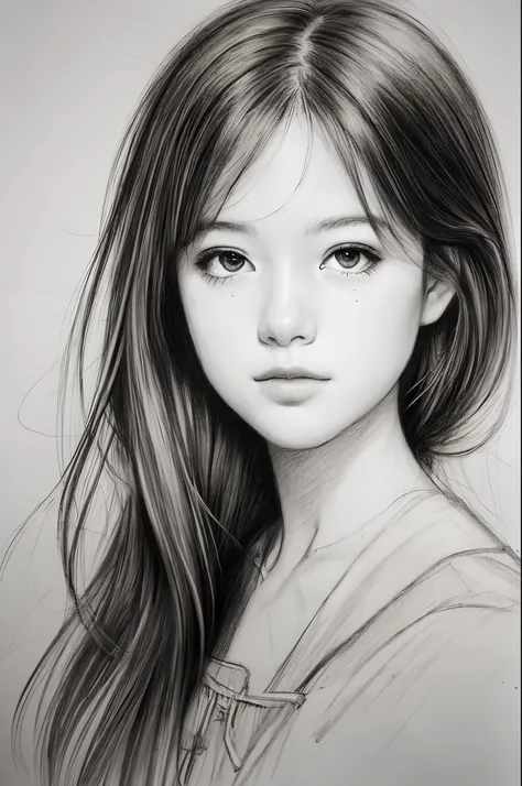 Portrait sketch，1girll，sketching