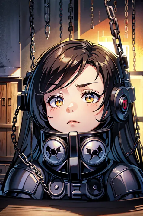 (break chain), Chibi, gasmask fullface, computer, work, comic