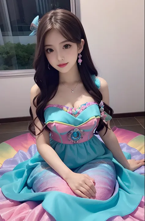 best qualtiy，tmasterpiece，Ultimate Resolution，downy，highly colorful，Colorful，Mermaid Princess，lolita dress，fishtail