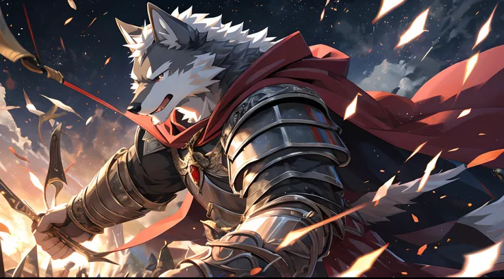 Anthro((dramatic))epic, dynamic pose, One scene of movie, An extreme perspective with a powerful composition, absurdres, magnificent picture of kemono fighting fierce battles, (ultra detailed), sharp focus, niji, eyesgod, black eye, Eyes, furry, light-whit...