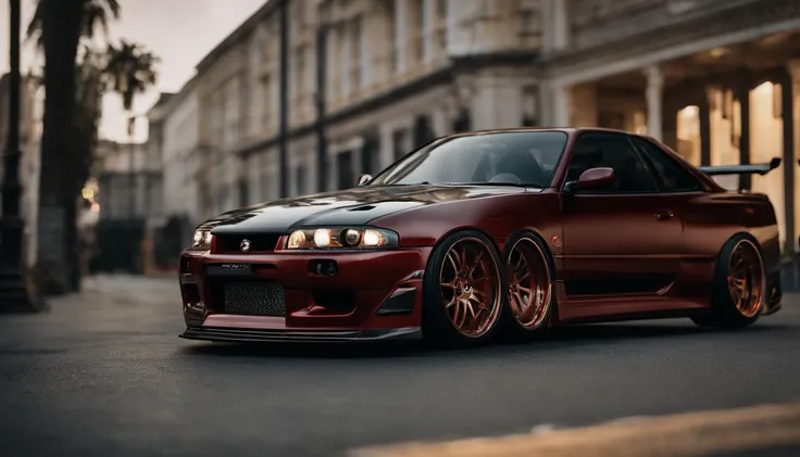 Picture a striking scene featuring a meticulously lowered and modified wide-body Nissan R33, embodying automotive artistry with its customized details. Zoom in on micro-details, capturing the intricacies that set this modified masterpiece apart.

Highlight...