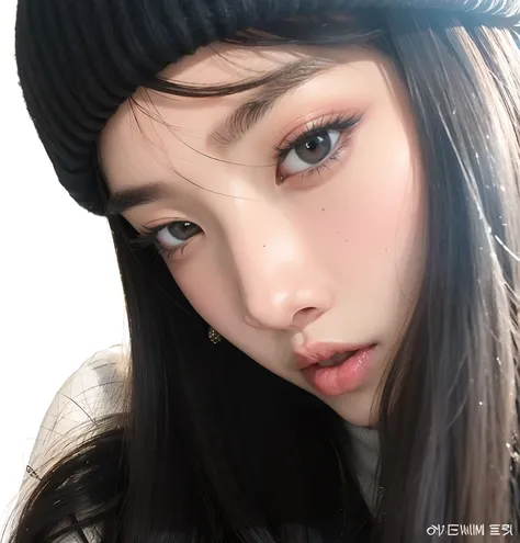 A closeup of a woman with long hair wearing a black hat, Ulzzang, wan adorable korean face, Jinyoung Canela, Jaeyeon Nam, young adorable korean face, jossi do blackpink, Lee Ji-eun, Jennie Blackpink, Lee Ji - Eun, kwak ji jovem, Heonhwa Choe, beautiful aes...