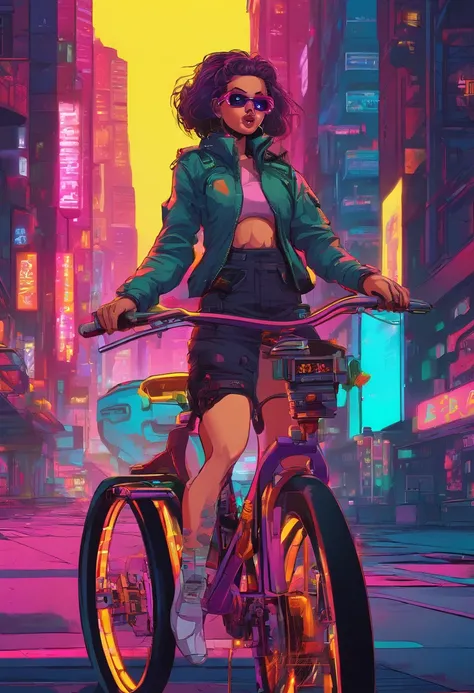 Cartoon girl riding a bike