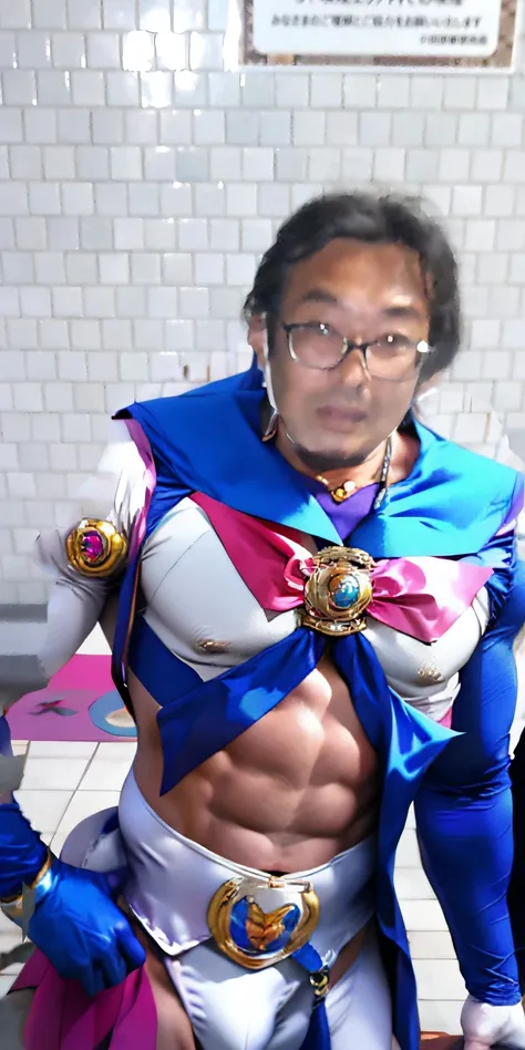 Macho man in Sailor Moon cosplay、Posing as Sailor Moon。